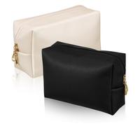 Mobestech 2 Stück-Pack Große Pu Kosmetiktasche Wasserabweisend Tragbarer Kulturbeutel für Reisen und Outdoor mit Reißverschluss