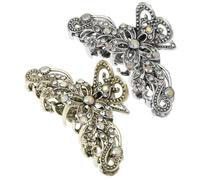 Mobestech 2 Stück Strass Clips Mittelgroße Metall Krallenklammern Für Dickes Haar Damen Vintage Haarklammern Mit Strassverzierung Haar Accessoires Fürs Haarstyling