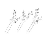 Mobestech 3 Stück Hochzeitshaarnadeln mit Perlen und Blumenmuster Zinklegierung Haarschmuck für Braut und Damen Elegant für Brautfrisur und Besondere Anlässe