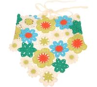 Mobestech Gehäkeltes Haartuch Damen Dreieck Bandana Baumwolle Sommer Haarband mit Blumenmuster Grün für Alltag Fotoshooting Reise