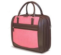 Mobile Edge MESFEBX Laptop-Aktentasche für Damen, 16 Zoll PC, 43,2 cm (17 Zoll), kompatibel mit MacBook, Business, Reisen, Braun mit Pink, Checkpoint Friendly Element