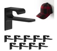 Mobilefox Cap Wandhalterung BaseCap Halterung Kappen Mützen Wand Halter 10er Set passend für New Era Flexfit usw. Schwarz Selbstklebend