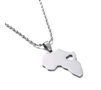 MOBSAN Halskette Anhänger Schmuck Afrika Herz Karte Anhänger Halskette Damen Herren Silber Gold Afrikanischer Hiphop Schmuck Geburtstag die Party Geschenk