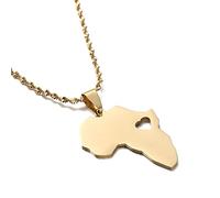 MOBSAN Halskette Anhänger Schmuck Afrika Herz Karte Anhänger Halskette Damen Herren Silber Gold Afrikanischer Hiphop Schmuck Geburtstag die Party Geschenk