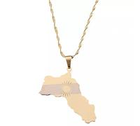 MOBSAN Halskette Anhänger Schmuck Goldfarbe Kurdistan Karte Anhänger Halsketten Kurdische Flagge Karte Kette Schmuck Geburtstag die Party Geschenk