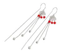 MOBUTOFU 1 Paar Retro Ohrringe aus Sterlingsilber Lange Quasten Kette Schlossform Ohrhänger Leichter Ohrschmuck für Damen Elegantes Geschenk für Alltag und Party