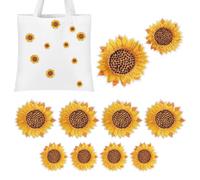 MOBUTOFU 10 Stück Sonnenblumen Patches zum Aufbügeln und Annähen Stickerei Applikationen in Zwei DIY Dekoration für Rucksäcke Kleidung und Schuhe Langlebige Stoffflicken für Reparatur und