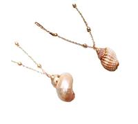 MOBUTOFU 2 Stück Elegante Muschelketten mit Natürlichem Meeres conch anhänger Modische Halskette für Damen und Mädchen Stilvolles Schmuck accessoire für Besondere Anlässe und Geschenkideen