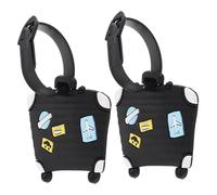 MOBUTOFU 2 Stück Gepäckanhänger Flugzeug Bordkarte Aus Robustem Pvc Lustige Kofferanhänger Für Damen Herren Kinder Reise Id Etiketten Für Koffer Rucksack Schwarz