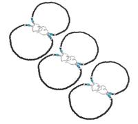 MOBUTOFU 3 Stück Boho Strand Fußkettchen Damen Doppellagiges Kunststoff Fußkettchen mit Herz und Perlen Leichtes Schmuck für Urlaub und Alltag