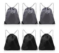 MOBUTOFU 6 Stück Teiliges Große Kordelzug Rucksäcke aus Strapazierfähigem Polyester Geräumige Sport Gymbags für Damen und Herren für Outdoor Camping Wandern und Reisen
