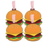 MOBUTOFU Hamburger Gepäckanhänger Kofferanhänger Pvc Niedliche 4 Stück Leichte und Strapazierfähige mit Einzigartigem Cartoon Design für Familienurlaub und