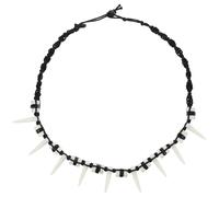 MOBUTOFU Handgewebte Wolfzahn Halskette für Herren Boho Schmuck mit Künstlichem Anhänger Langlebige Modeschmuck Halskette Herrenaccessoire für Alltag und Festival