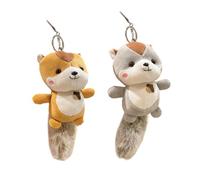 MOBUTOFU Plüsch Eichhörnchen Schlüsselanhänger 2 Stück Weiches Material Cartoon Anhänger für Taschen Rucksäcke und Autos Dekorativer Kuschelanhänger für Reisen und Geschenke