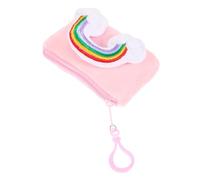 MOBUTOFU Regenbogen Plüsch Münzbeutel Schlüsselanhänger Kleiner Geldbörse Für Mädchen Rucksack Tasche Täschchen