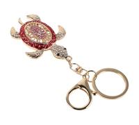 MOBUTOFU Schlüsselanhänger Schildkröte mit Strass Roter Metall Anhänger Sicherer Schlüsselring Taschen und Rucksack Schmuck für Damen