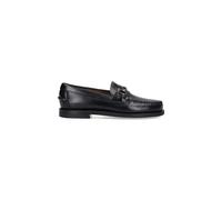 Moccasin-Style Black Leather Flats - Gr. 40,5 (EU) - in Schwarz