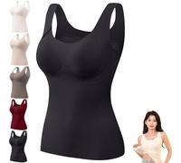 Mochiinii.Com Tanktop mit Regal-BH, verdicktes warmes Tanktop mit Regal-BH, Camisole für Damen, eingebaute BHs, Schwarz , 36