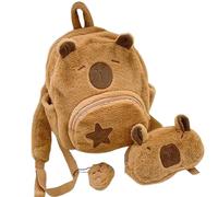 Mochila De Carpincho - Mochila De Felpa De Dibujos Animados De 25x28x11cm Con Monedero | Mochilaa Pequeña Para Niñas | Bolso Carpincho Con Correa De Hombro Ajustable | Para Viajes, Universidad, Gimnas