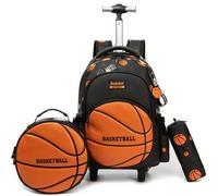 Mochila Escolar con Ruedas Niño, Mochilas Escolares Con Ruedas 6 años,Traiga un Estuche para lápices y una Bolsa para el Almuerzo