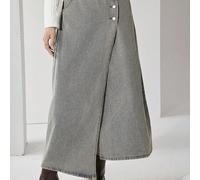 MOD Damen Denimrock in Midi-Länge, gerade geschnitten, Herbst Damenröcke, Streetwear für Damen, Damenrock aus Denim, asymmetrischer Rock, Herbstbeklei