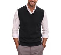 Moda Viva Herren-Pullover-Weste aus Wolle, V-Ausschnitt, leicht, ärmellos, Strickweste