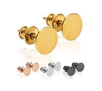 modabilé Ohrstecker Damen Rund Flach 8mm Vergoldet Virgin Echt 925 Sterling Silber I Runde Kreis-Ohrringe Goldohrringe Zwei Stecker-Set für Frauen