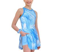 MODAFANS Tennis- und Golfkleid für Mädchen, ärmellos, athletisch, plissiert, mit integrierten Shorts und Taschen, Himmelblau, 12-13 Jahre