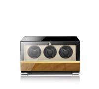 MODALO Clasico Premium Uhrenbeweger - Watch Winder für 3 Uhren, Luxus Design mit Touch-Display, Flüsterleiser Motor, Individuell Einstellbare Programme, Hochwertige Verarbeitung (Golden Phoebe)