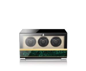 MODALO Clasico Premium Uhrenbeweger - Watch Winder für 3 Uhren, Luxus Design mit Touch-Display, Flüsterleiser Motor, Individuell Einstellbare Programme, Hochwertige Verarbeitung (Malachit)