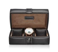 MODALO Gallante Uhrenbox für 3 Uhren - Elegante Uhren Aufbewahrungsbox mit weichem Innenfutter - Stilvolles Design für Damen & Herren (Mattes Carbon)