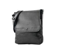 modamoda de A001 Small Leder Umhängetasche Messenger Bag, handmade in Italy, Schwarz
