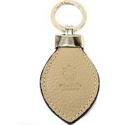 modamoda de Schlüsselanhänger aus Echtleder SA01/02/04, Taschenanhänger mit Metallbeschlag in Messing-/Silberfarben, handmade in Italy (SA02 Beige)