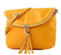 modamoda de - T07SI - ital. Umhängetasche Klein aus Nappaleder, Farbe:Gelb