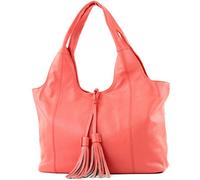 modamoda de - T105 - ital. Schultertasche Groß aus Leder, Farbe:Lachsfarben