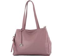 modamoda de T205 Damen Leder Schultertasche Shopper Henkeltasche handmade in Italy, Farbe:Altrosa