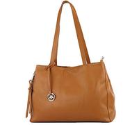 modamoda de T205 Damen Leder Schultertasche Shopper Henkeltasche handmade in Italy, Farbe:Camel