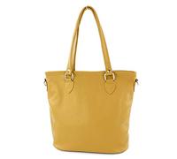 modamoda de - T215 - Italienische Ledertasche Shopper Large, Farbe:Senfgelb