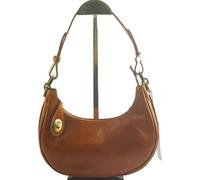 modamoda de T266 Damen Leder Vintage Halbmondtasche, 3 Modelle, handmade in Italy (Modell A - Cognac)