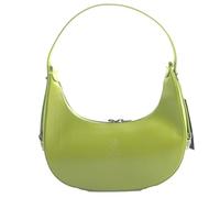 modamoda de T266 Damen Leder Vintage Halbmondtasche, 3 Modelle, handmade in Italy (Modell B - Grün)