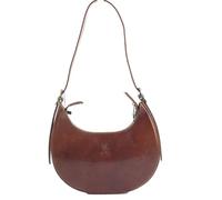 modamoda de T266 Damen Leder Vintage Halbmondtasche, 3 Modelle, handmade in Italy (Modell C - Braun)