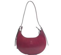 modamoda de T266 Damen Leder Vintage Halbmondtasche, 3 Modelle, handmade in Italy (Modell C - Dunkelrot/Dunkelbraun)