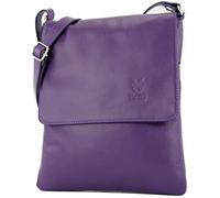 modamoda de - T33 - ital Umhängetasche Schultertasche aus Nappaleder, Farbe:Purple