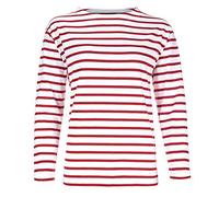 Modas Bretonisches Damen Fischerhemd Langarm Streifen Hemd weiß/rot gestreift 2500D_03 Größe 40 (Damen) / 48 (Herren)