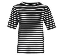 modAS Bretonisches Damen-T-Shirt mit U-Boot Ausschnitt - Ringelshirt Kurzarm Basic Shirt Gestreift aus Baumwolle in Weiß/Blau in Größe 40