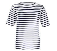modAS Bretonisches Damen-T-Shirt mit U-Boot Ausschnitt - Ringelshirt Kurzarm Basic Shirt Gestreift aus Baumwolle in Weiß/Blau in Größe 48