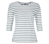 modAS Bretonisches Damenshirt mit 3/4-Arm - Streifenshirt Ringelshirt Basic Shirt Gestreift aus Baumwolle in Blaumelange/Weiß Größe 36