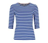 modAS Bretonisches Damenshirt mit 3/4-Arm - Streifenshirt Ringelshirt Basic Shirt Gestreift aus Baumwolle in Royal/Weiß Größe 40