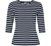 modAS Bretonisches Damenshirt mit 3/4-Arm - Streifenshirt Ringelshirt Basic Shirt Gestreift aus Baumwolle in Blau/Weiß Größe 44