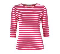 modAS Bretonisches Damenshirt mit 3/4-Arm - Streifenshirt Ringelshirt Basic Shirt Gestreift aus Baumwolle in Blaumelange/Weiß Größe 36